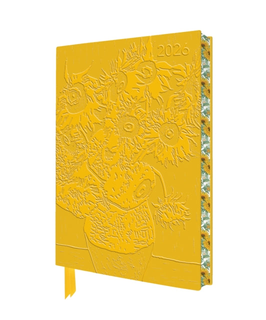 Vincent van Gogh: Sunflowers 2026 Artisan Art Vegan Leather Diary Planner - Page to View with Notes by Flame Tree Studio 9781835624838
