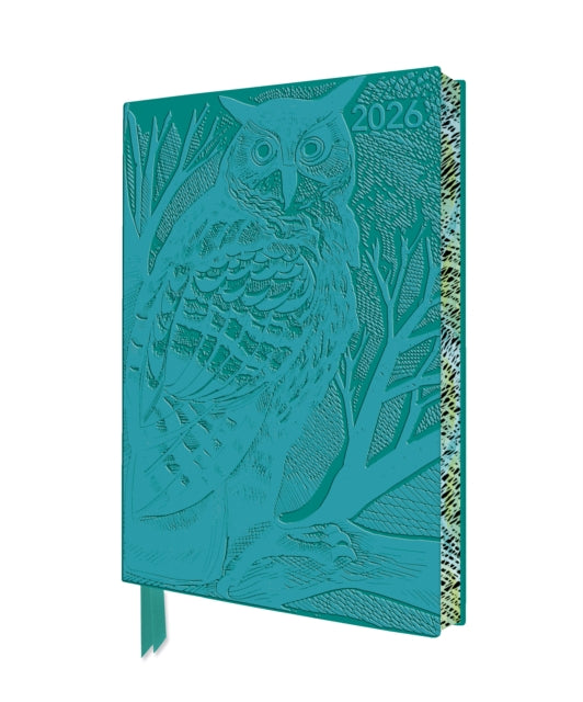 Angela Harding: Long Eared Owl 2026 Artisan Art Vegan Leather Diary Planner - Page to View with Notes by Flame Tree Studio 9781835624845