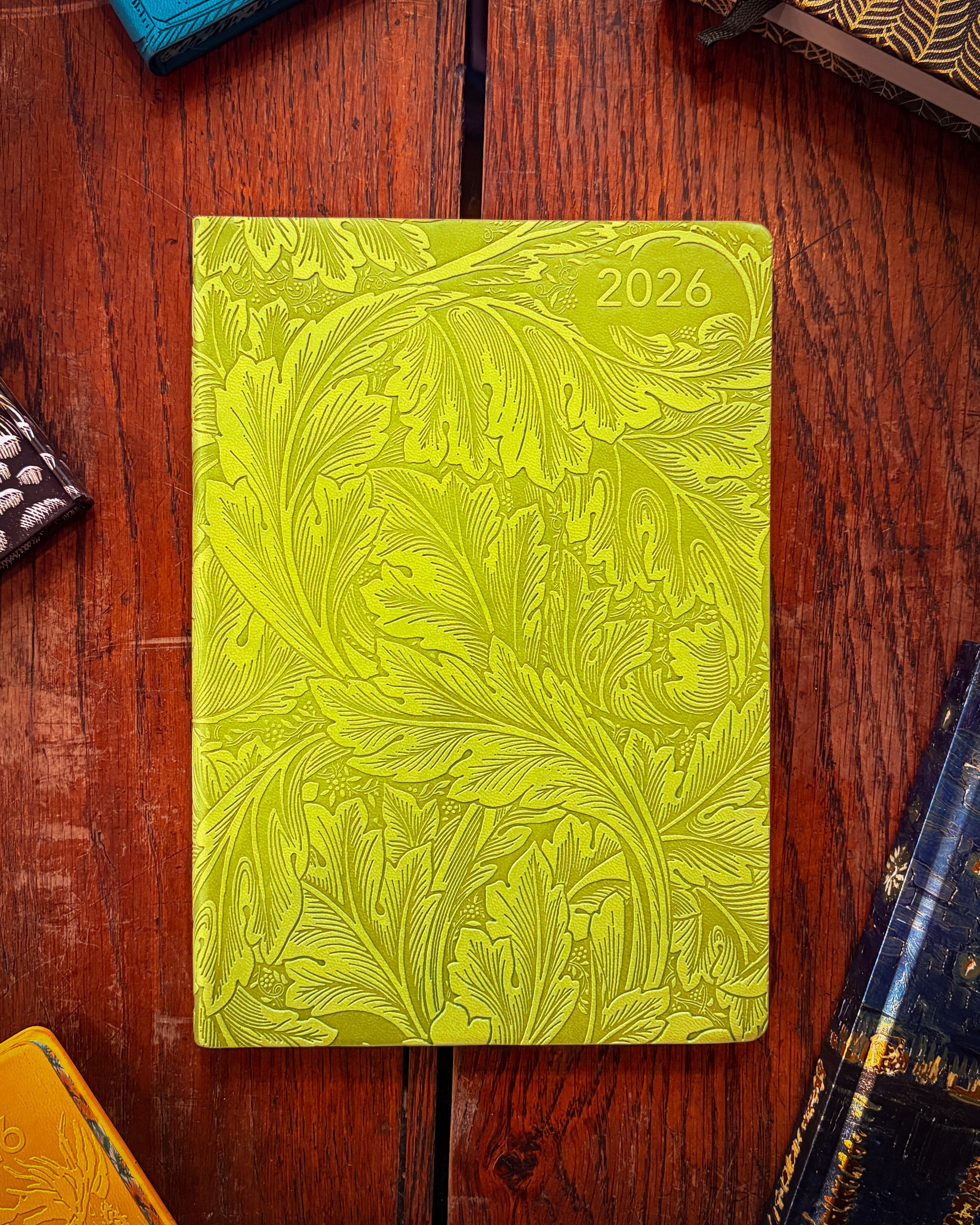 William Morris: Acanthus 2026 Artisan Art Vegan Leather Diary Planner - Page to View with Notes
