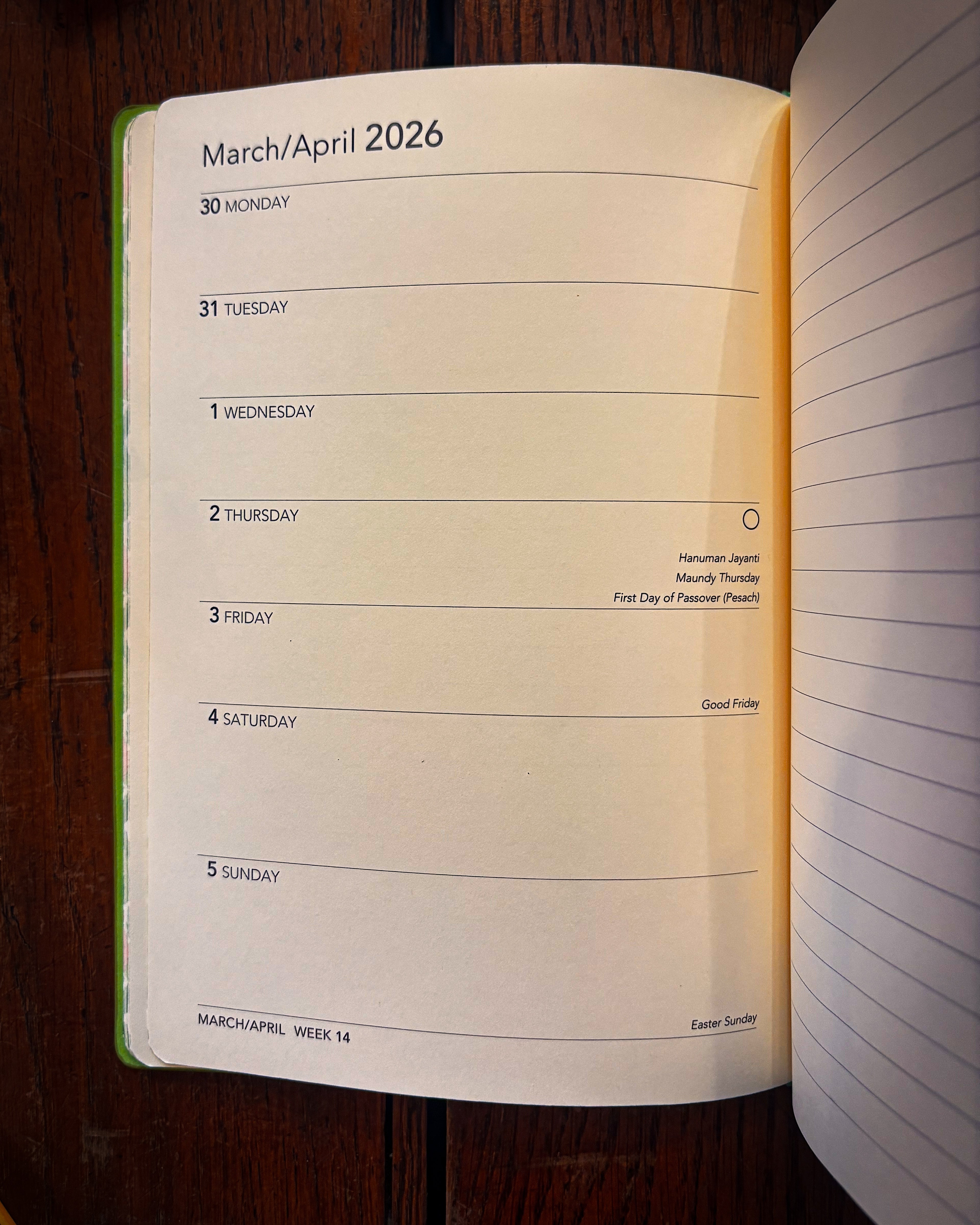 William Morris: Acanthus 2026 Artisan Art Vegan Leather Diary Planner - Page to View with Notes