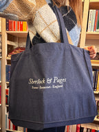 Midnight Blue Embroidered Tote - Sherlock & Pages