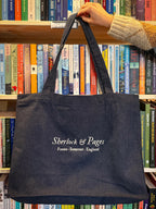 Midnight Blue Embroidered Tote - Sherlock & Pages